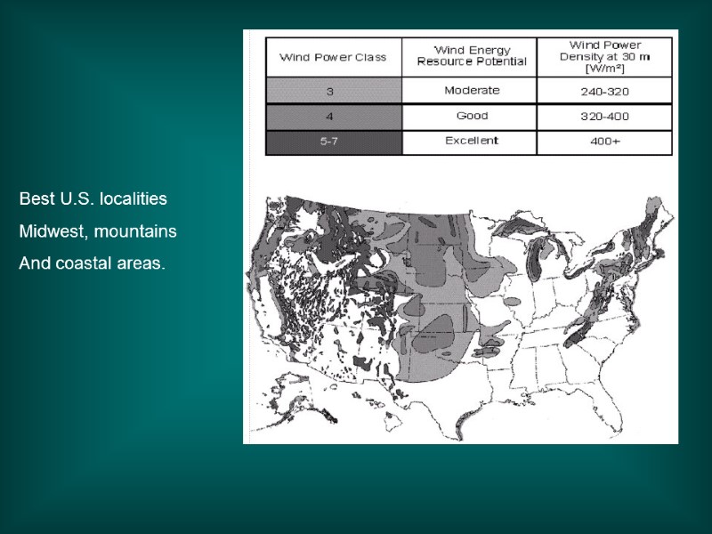 Best U.S. localities Midwest, mountains And coastal areas.